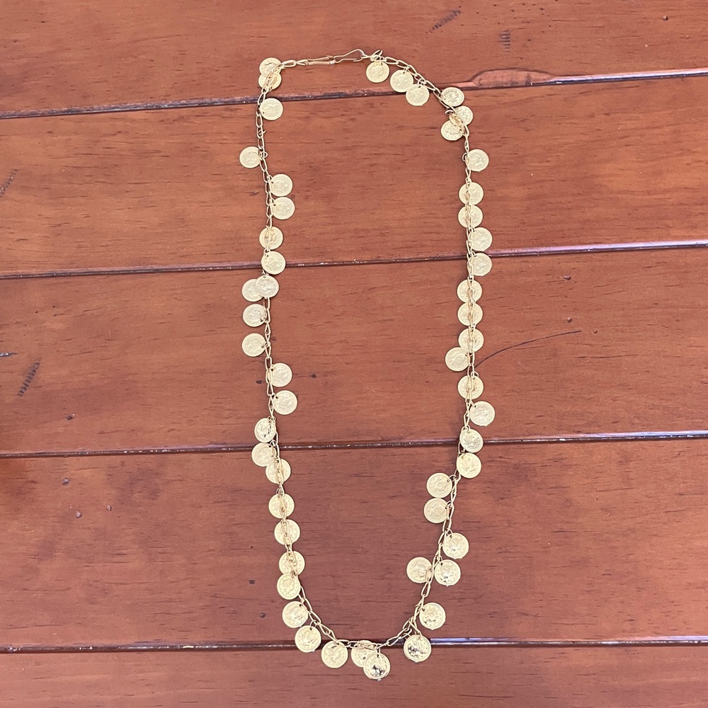 Vintage Gold Colored Costume Jewelry Coin Necklace